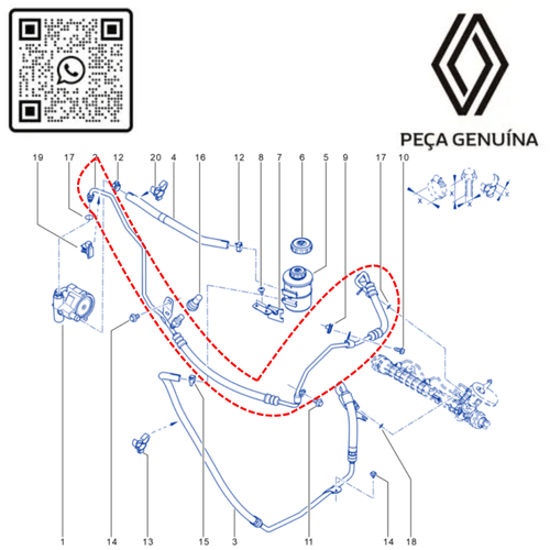 RN 615275 8200615275 MANGUEIRA DA DIRE€AO HIDR. LOGANSANDERO 1.6 8V 07-14 - 5